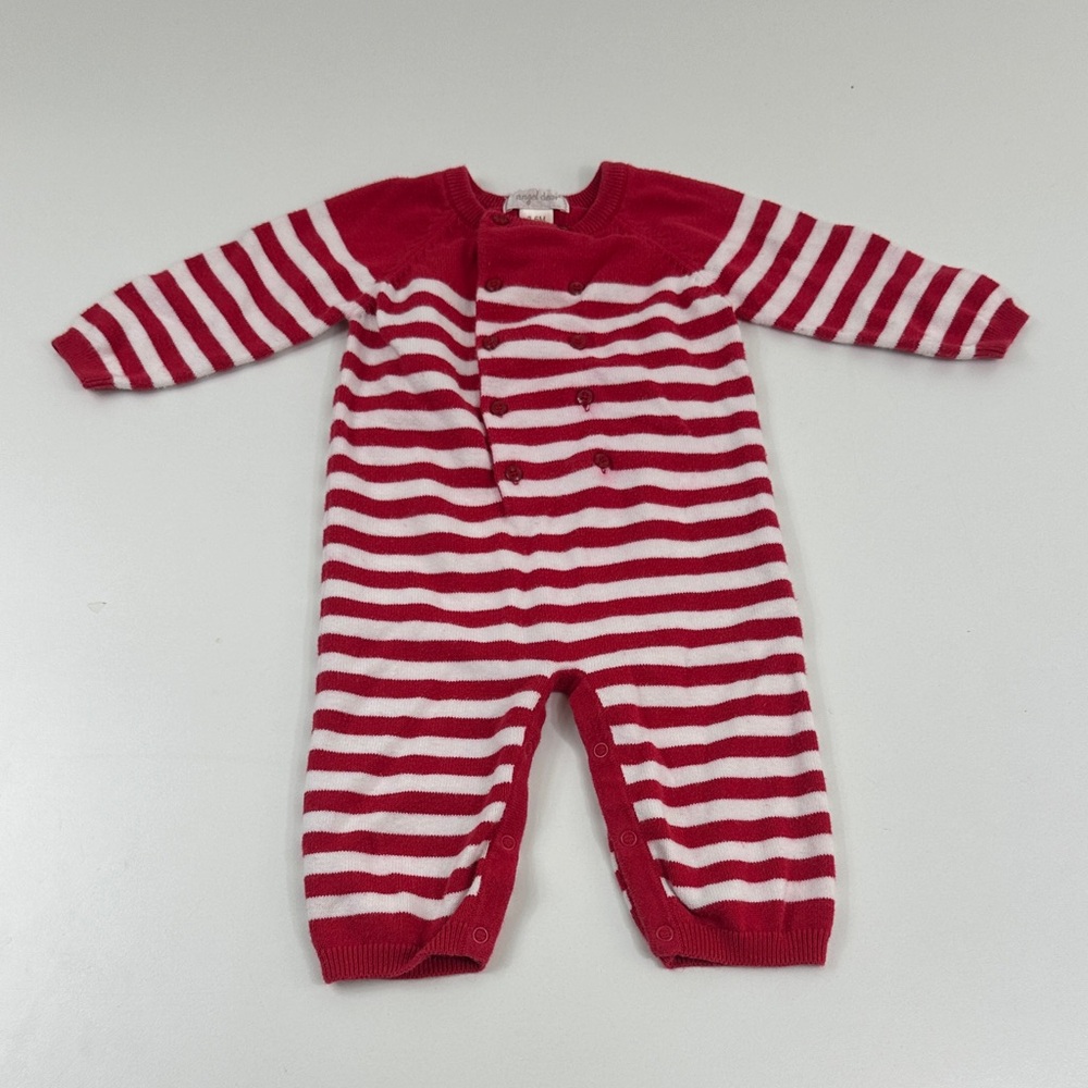 Striped Red and White Baby One-Piece Romper Angel Dear size 3-6 months holiday